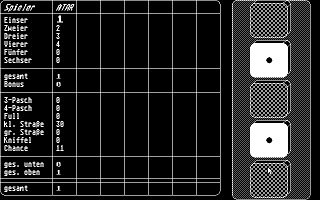 Kniffel atari screenshot